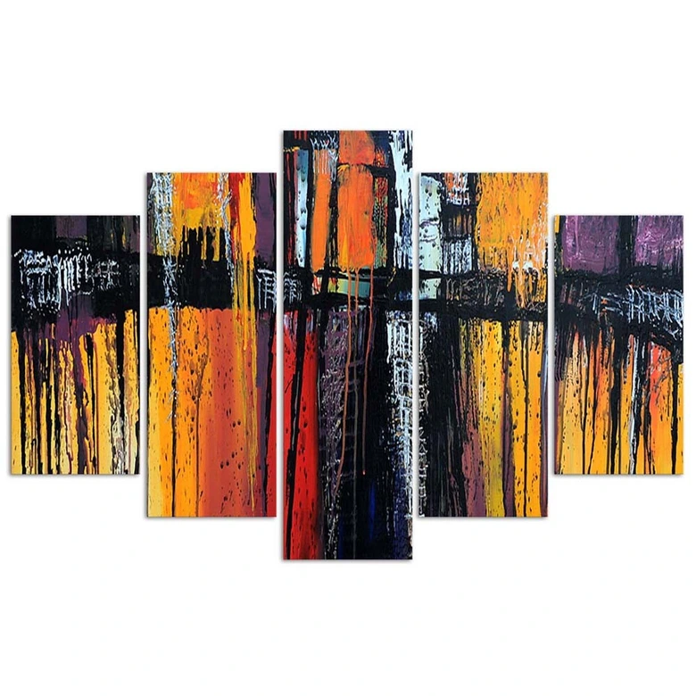 Leinwandbild 5 teilig, Abstraktion Farbiges Acryl 