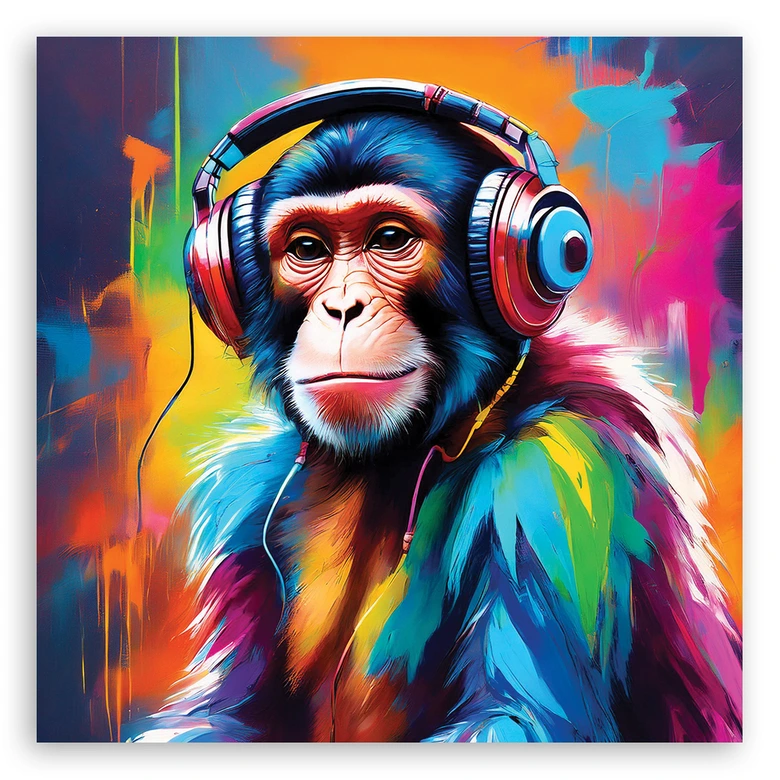 Leinwandbild Monkey DJ Farbe 