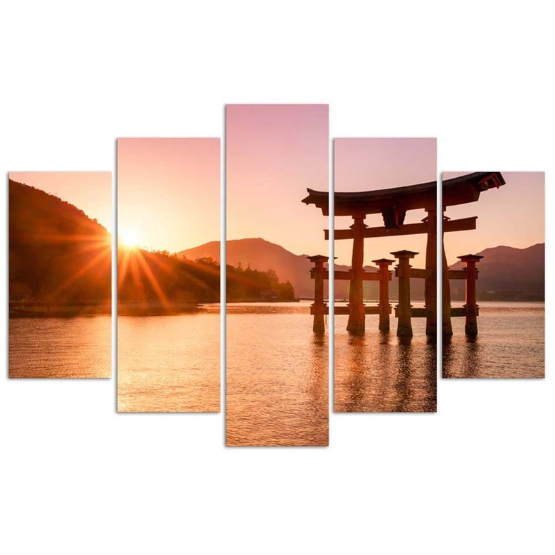Leinwandbild 5 teilig, Landschaft Japan 