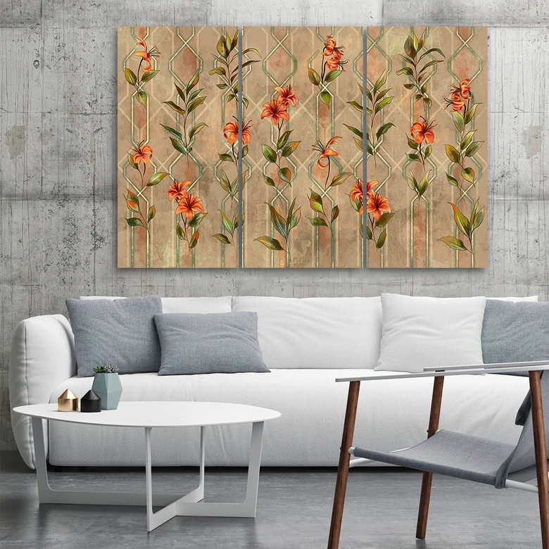 Leinwandbild 3 teilig, Lilia gelbe Blume 