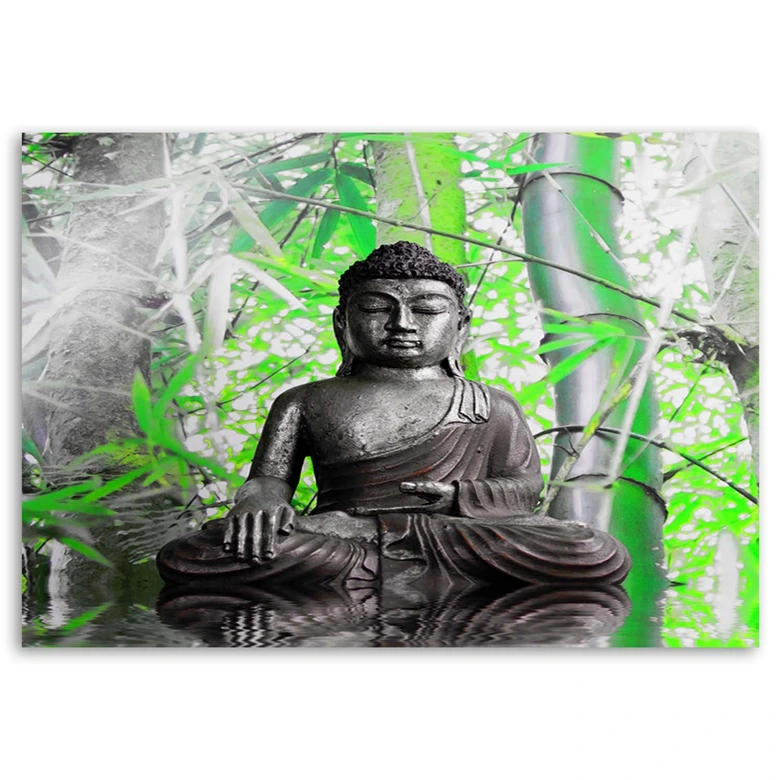 Canvasbillede, Buddha og blade 