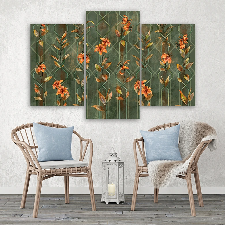 Leinwandbild 3 teilig, Lilia gelbe Blume 