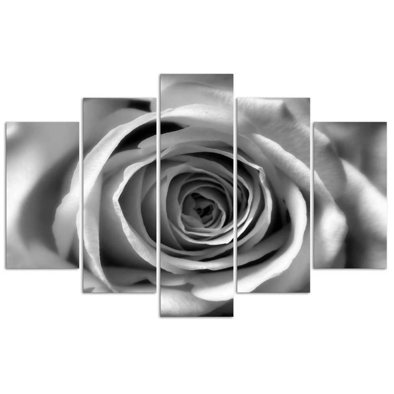 5 stykke lærredsprint, Rose Blossom sort og hvid 