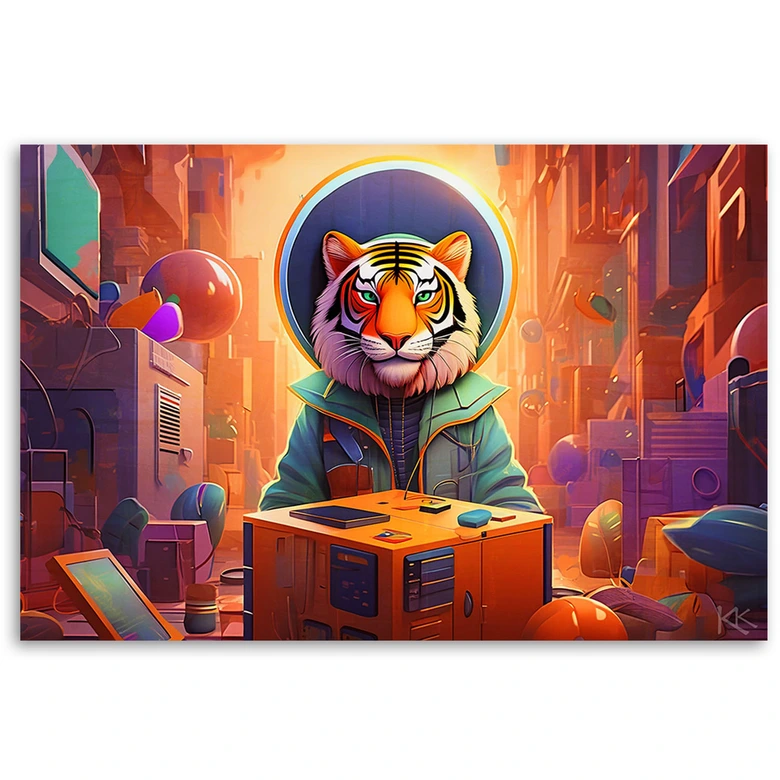 Leinwandbild, Moderner Tiger Abstraktion 