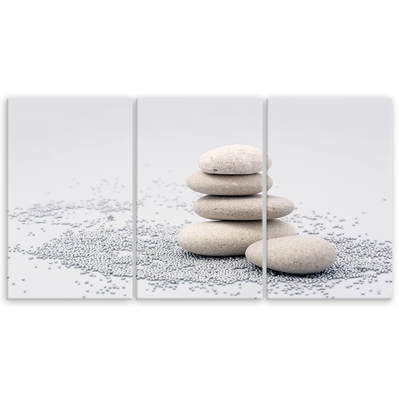 Leinwandbild 3-teilig, Beige Zen-Steine 
