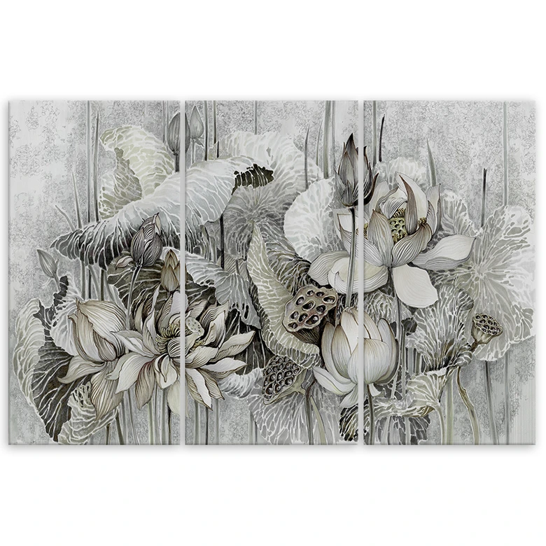 Leinwandbild 3 teilig, Saint Lotos Blumen 