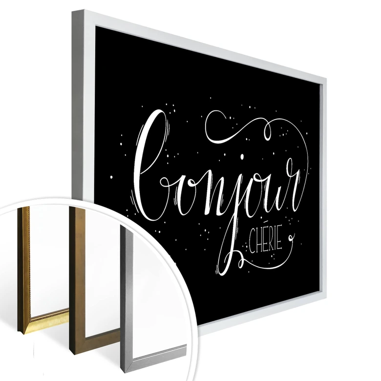 Poster Bonjour Chérie - schwarz negativ 