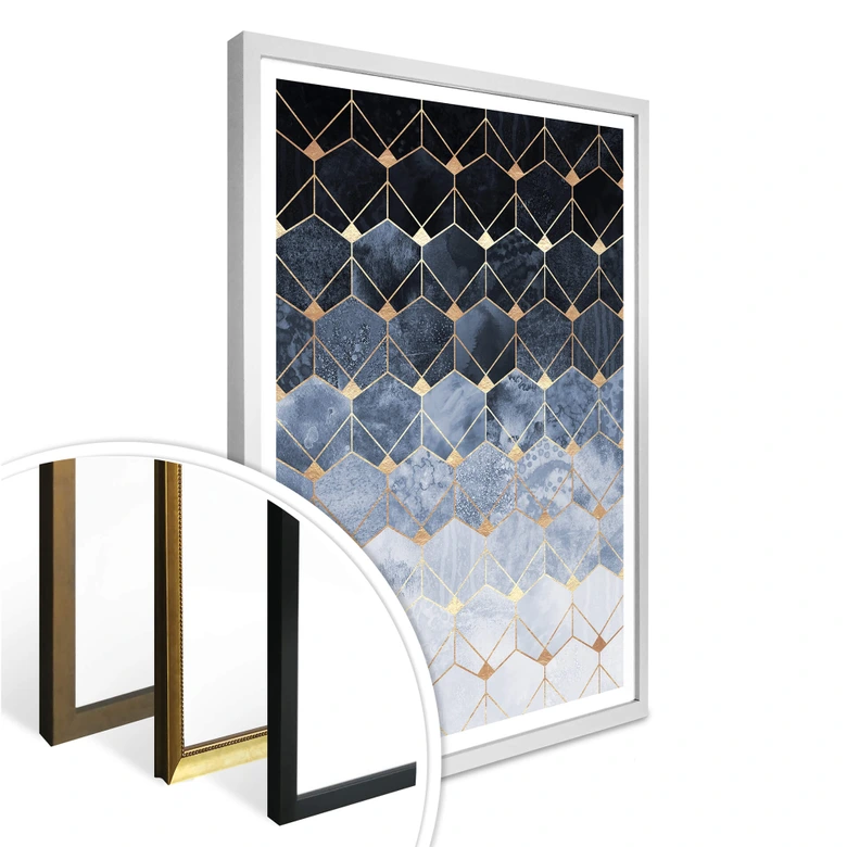 Poster Fredriksson - Hexagone: Blau und Gold 