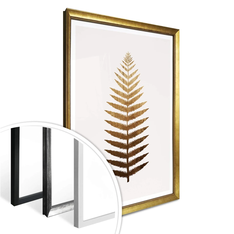 Poster Kubistika – Goldener Farn 