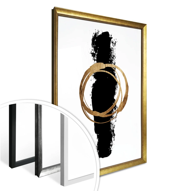 Poster Kubistika - Noir et doré 