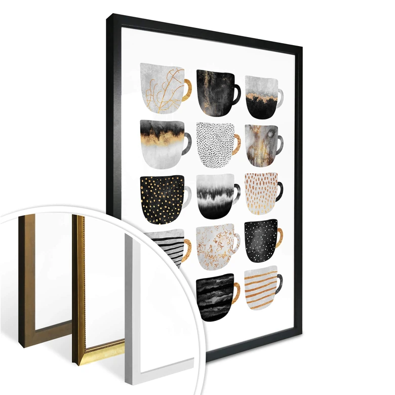 Poster Fredriksson - Kaffeetassen: Pretty Black & Gold 