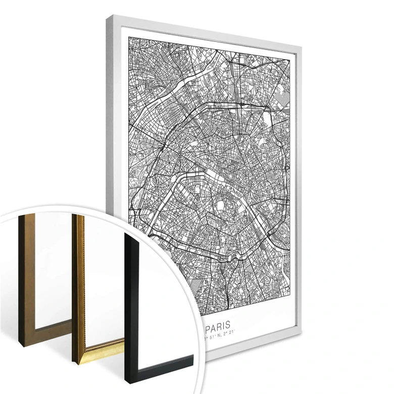 Plakat mapa miasta Paryż 