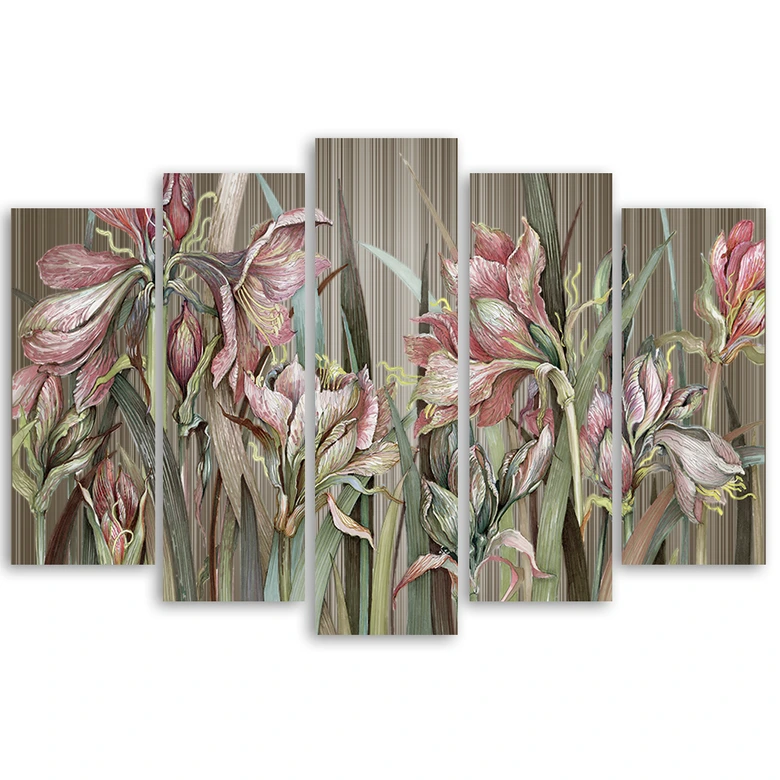 Leinwandbild 5 teilig, Iris Blumen 