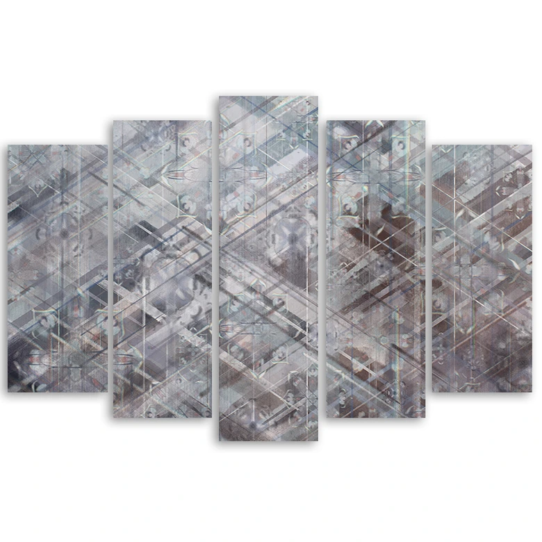 5-delige canvas print met abstracte geometrische vormen 