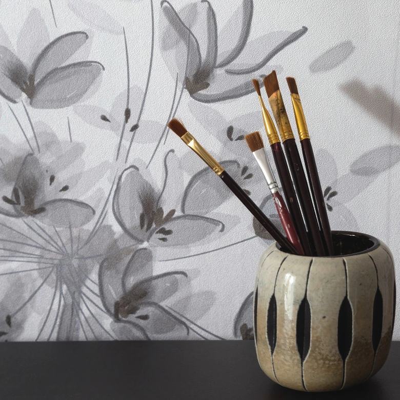 Papier peint photo Greige Fleurs pour salon chambre 2.70 x 2.12 cm 