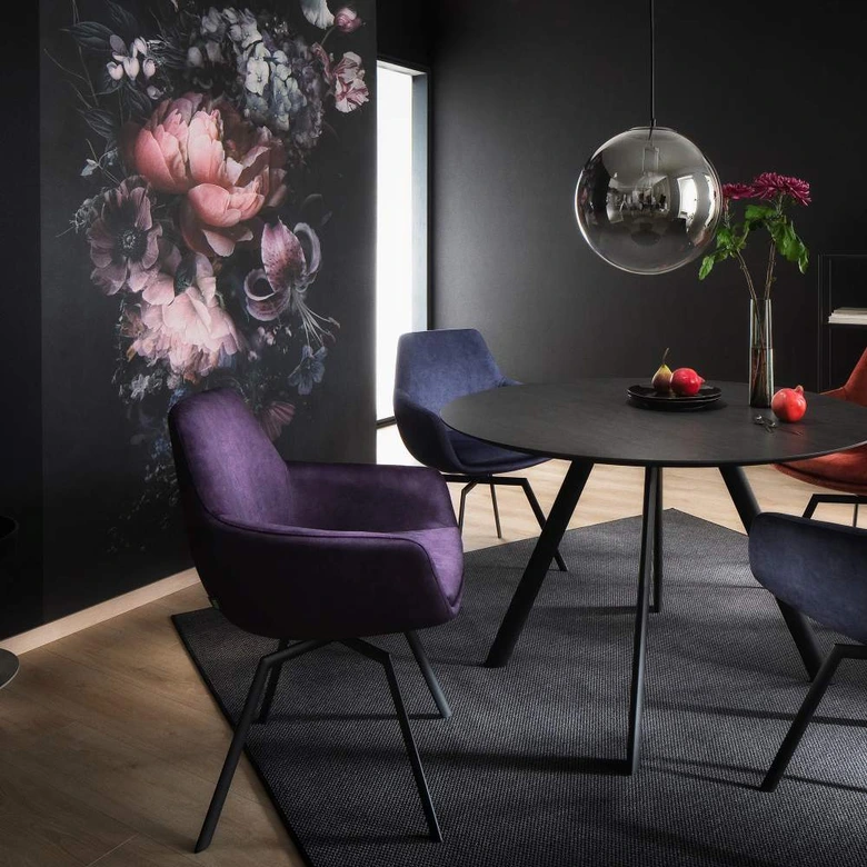 Papier peint fleurs noires Papier peint photo pour salon chambre 2,70 x 1,59 cm 