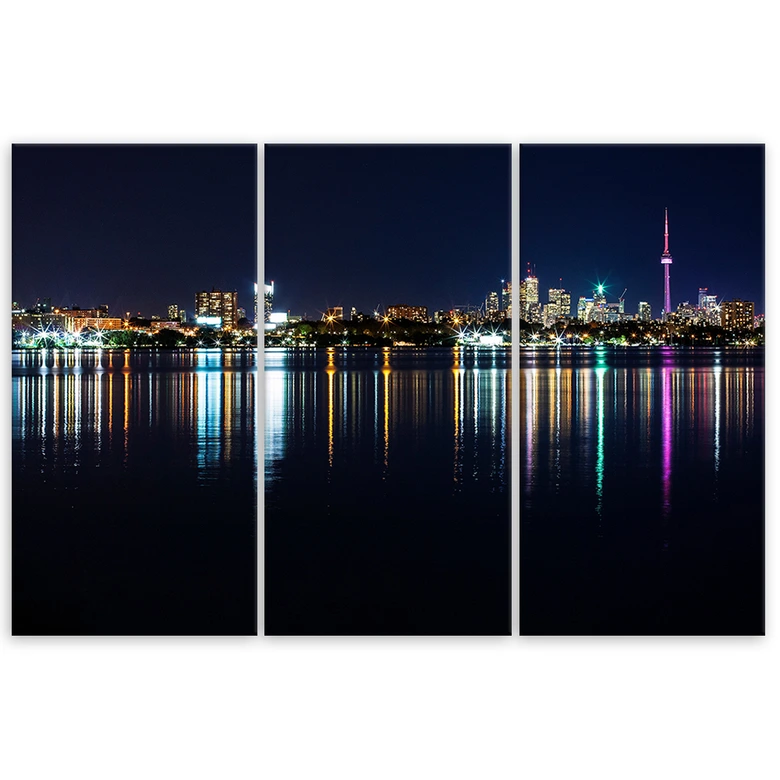 Leinwandbild 3-teilig, New York Skyline Nacht 