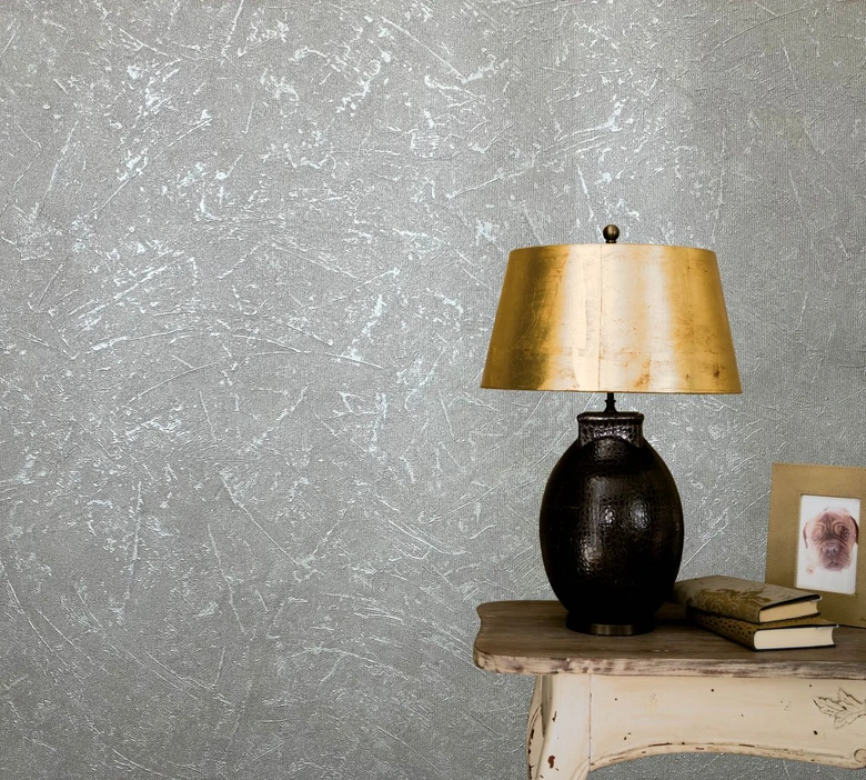 Vliestapete in Wischtechnik-look grau, pearl Struktur 