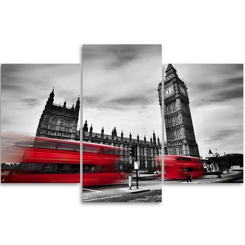 Leinwandbild 3-teilig, Roter Londoner Bus 