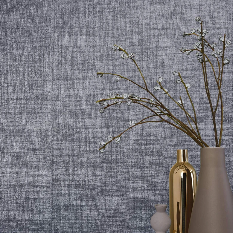 Papier peint intissé d'aspect et de texture modernes en blanc uni 