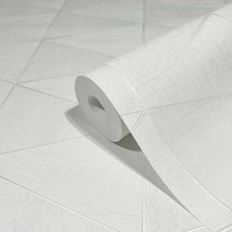 Vliestapete mit geometrischem Muster, Dreiecken weiß Grafisch 
