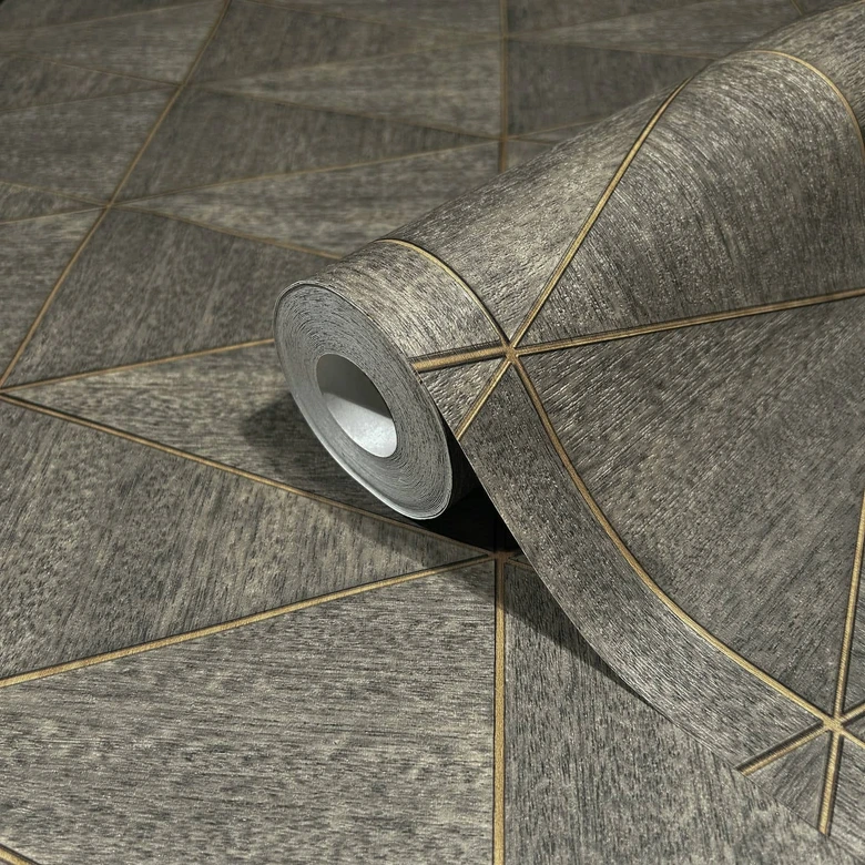 Vliestapete mit geometrischem Muster, Dreiecken braun Grafisch 