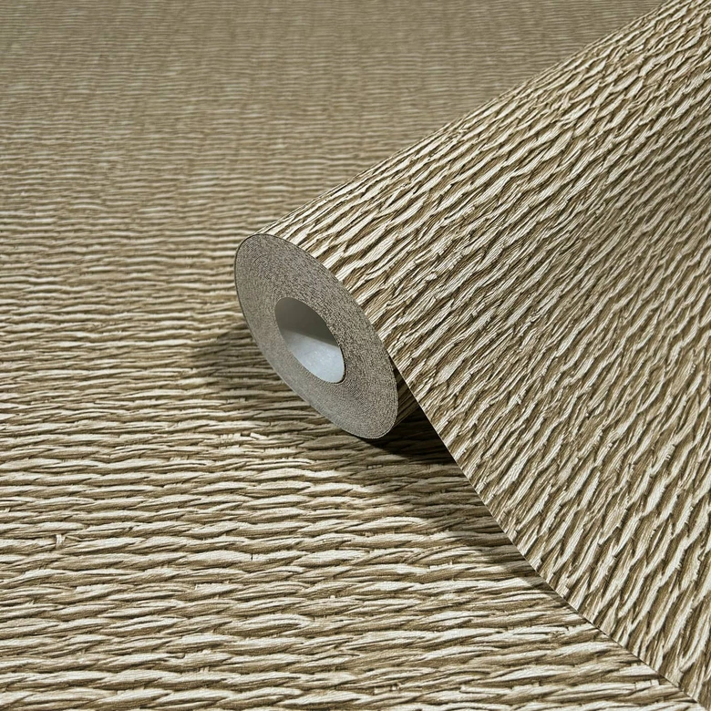 Vliestapete mit geflechteter Holzoptik beige Textiloptik 