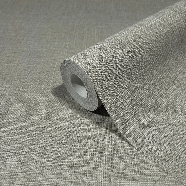 Non-woven tapet i tekstil ensfarvet look grå ensfarvet 