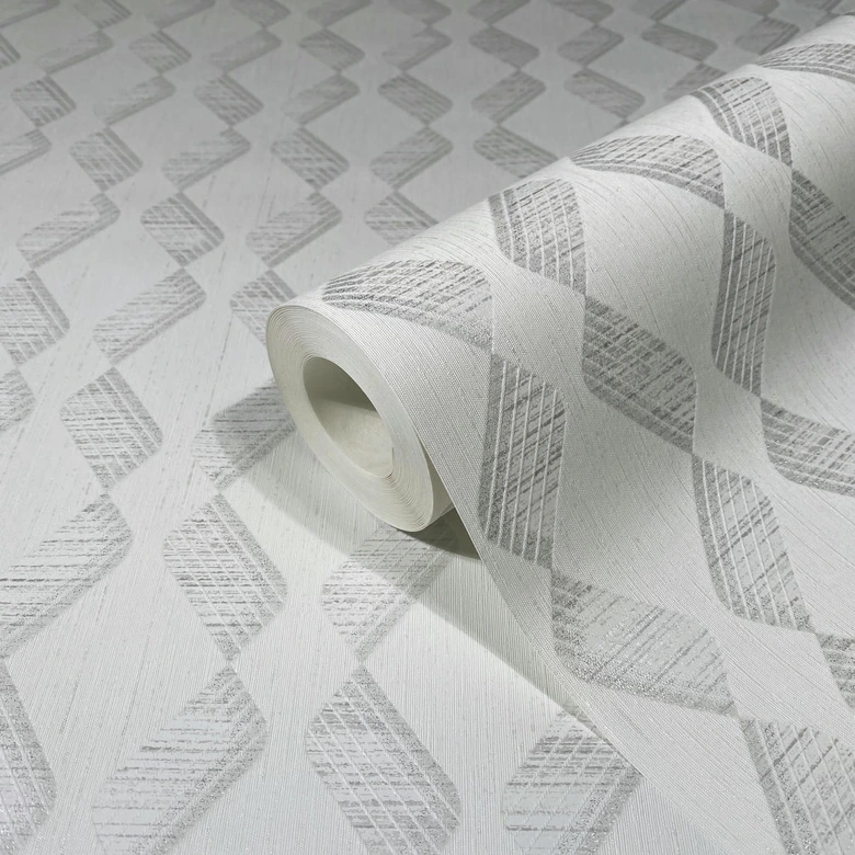 Papier peint intissé Graphique moderne en blanc  