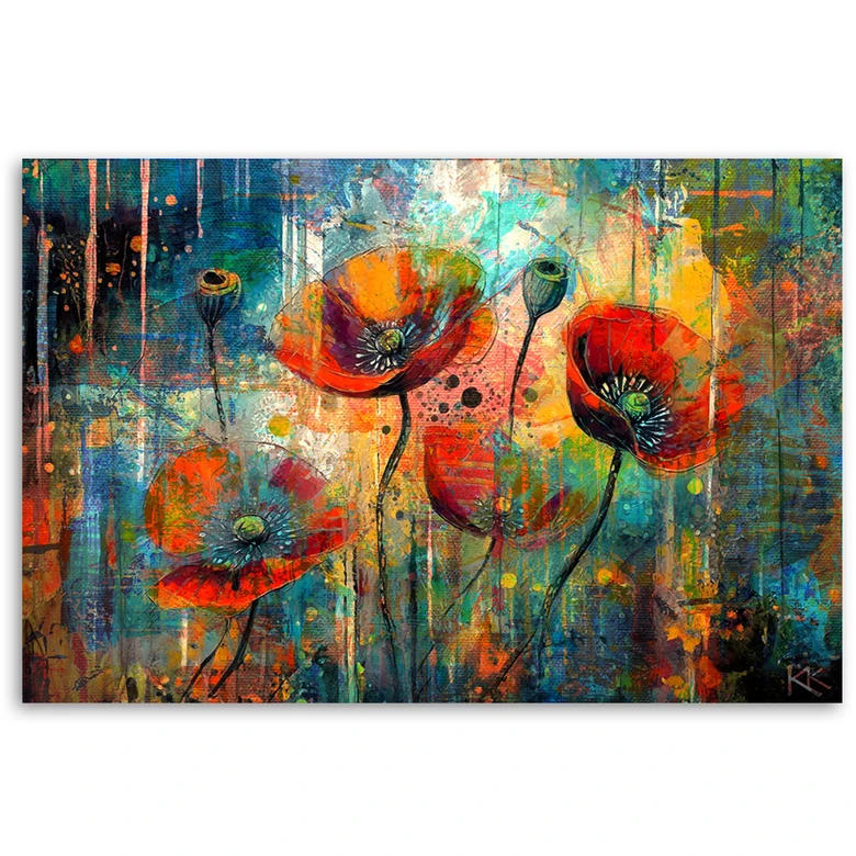 Leinwandbild, Abstrakte Mohnblumen 