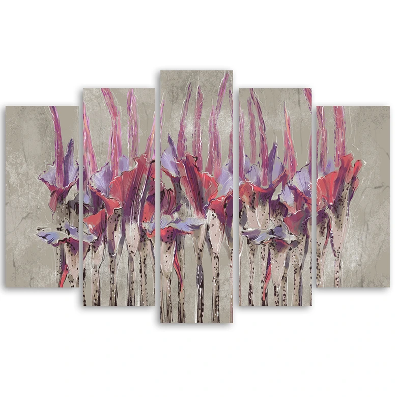 Leinwandbild 5 teilig, Pflanzen Blumen Simnitło 