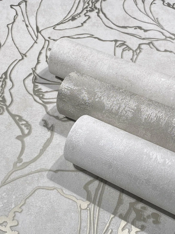 Non-woven tapet med böjda glansiga linjer beige grafik 