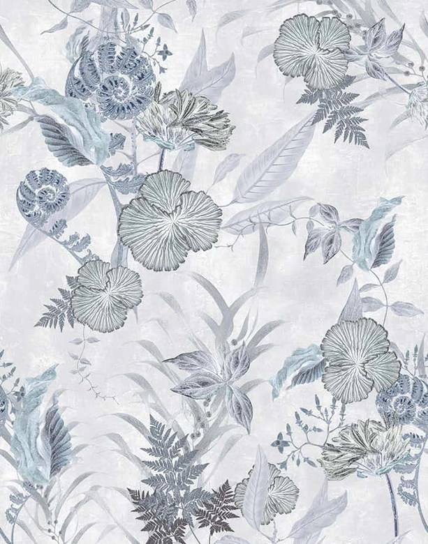 Fototapete Blumen, Blätter Floral Natur, Modern in Grau 