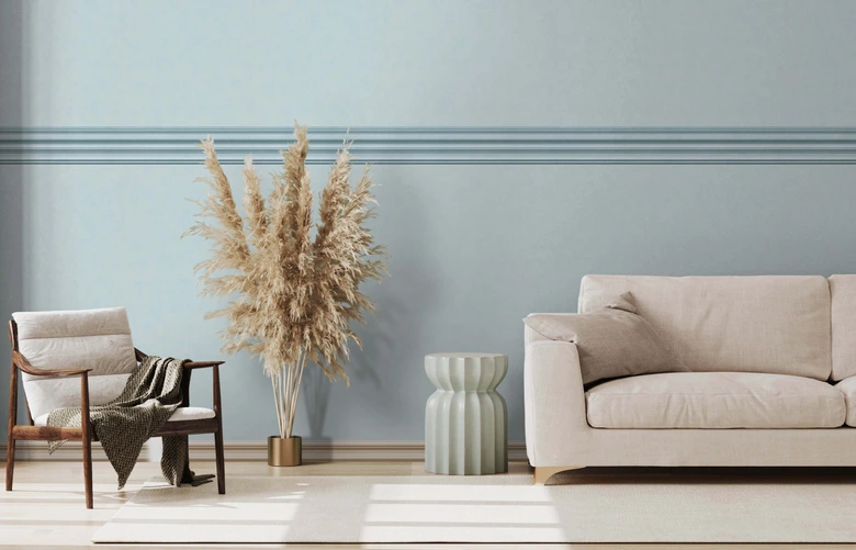 Bordüre in Blau mit Streifen für Wohnzimmer, Schlafzimmer 5,00 x 0,177 m 