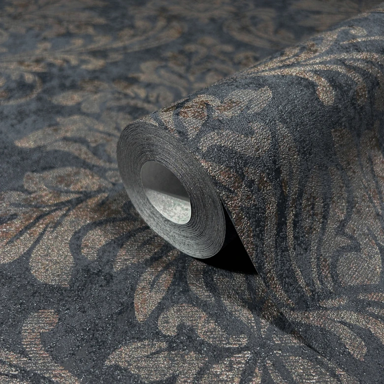 non-woven wallpaper black brown ornamental for living room bedroom office marburg wallpaper 