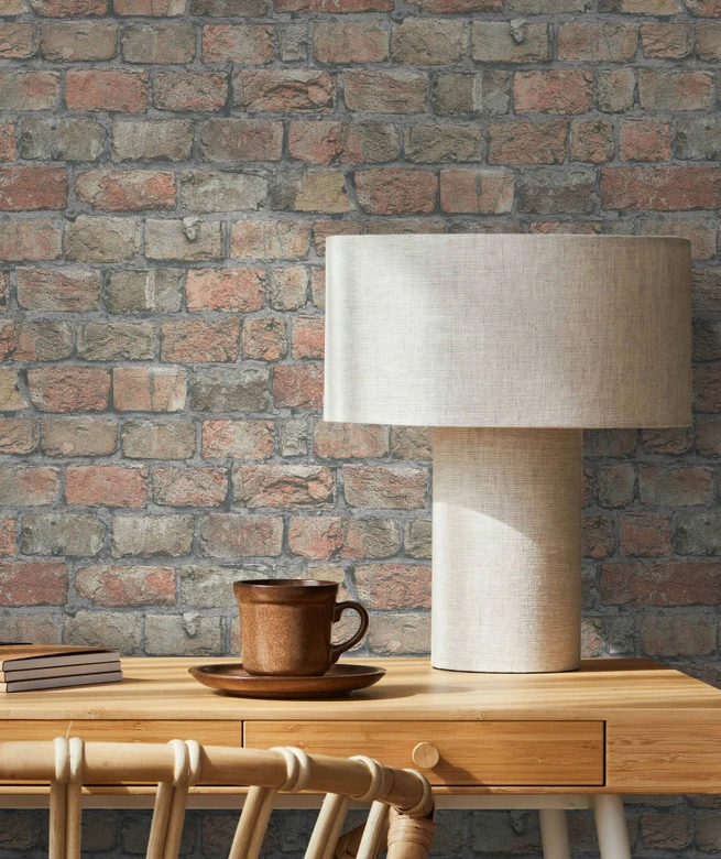 vliesbehang rood grijs steen optiek voor woonkamer keuken kantoor marburg behang 