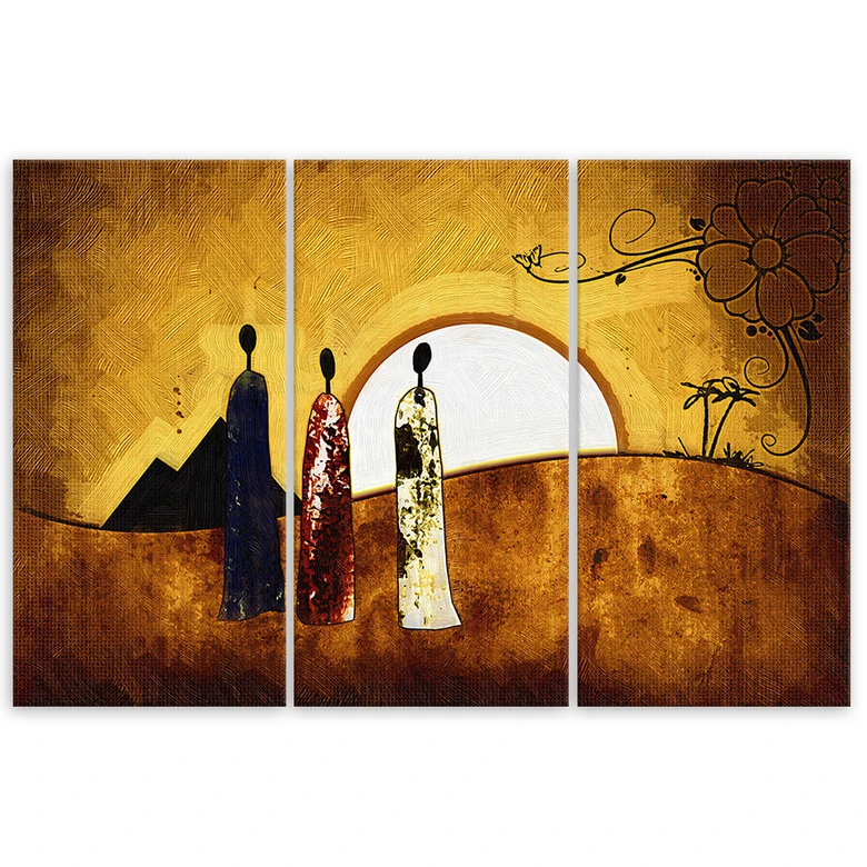 Leinwandbild 3-teilig, Afrika - Frauen - Landschaft 