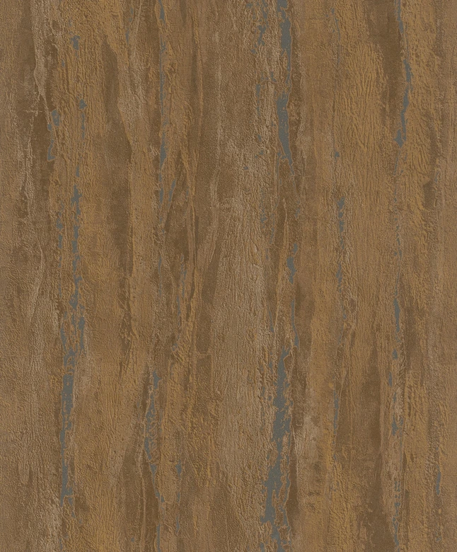 Vliesbehang met glanzende grove structuur bruin pleisterlook 