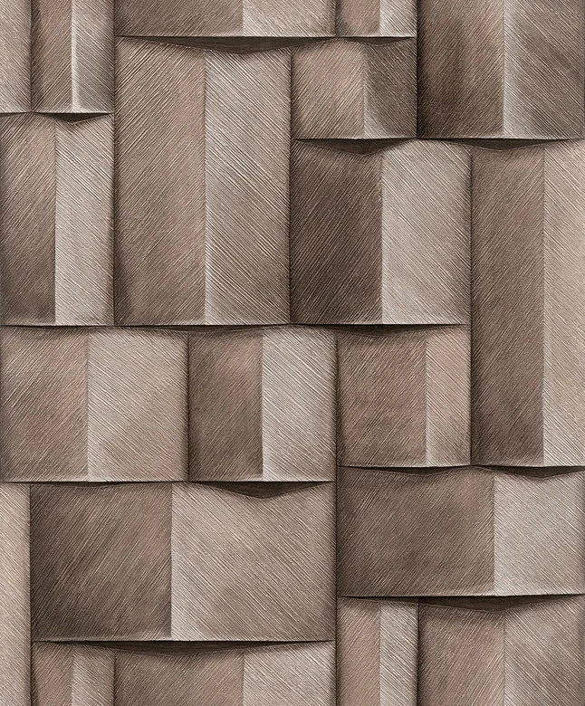 Vliestapete mit Holzmotiv geometrisch grau, braun 3D-Optik 
