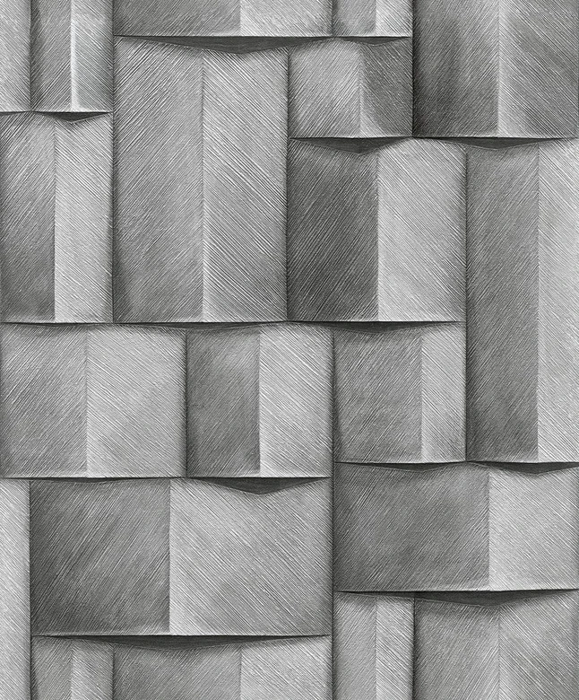Papel pintado no tejido con motivo de madera gris geométrico aspecto 3D 