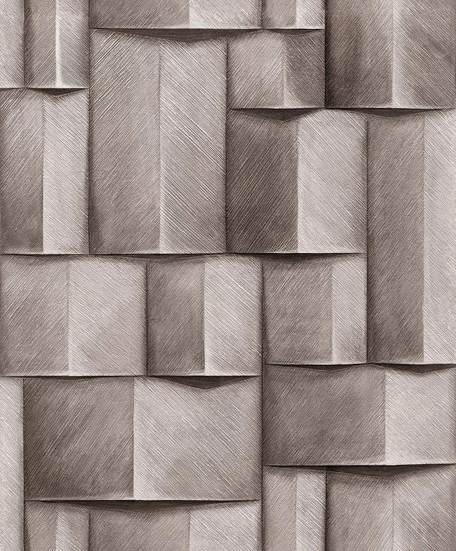 Vliestapete mit Holzmotiv geometrisch braun 3D-Optik 