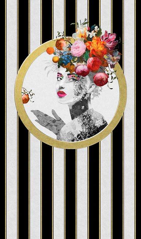 Fototapeta paski, paski twarzy klasyczne, romantyczny mat w kolorze czarnym 2,70 x 1,59m 