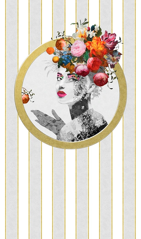 Fotomural rayas, rayas cara clásica, romántico mate en blanco 2,70 x 1,59m 