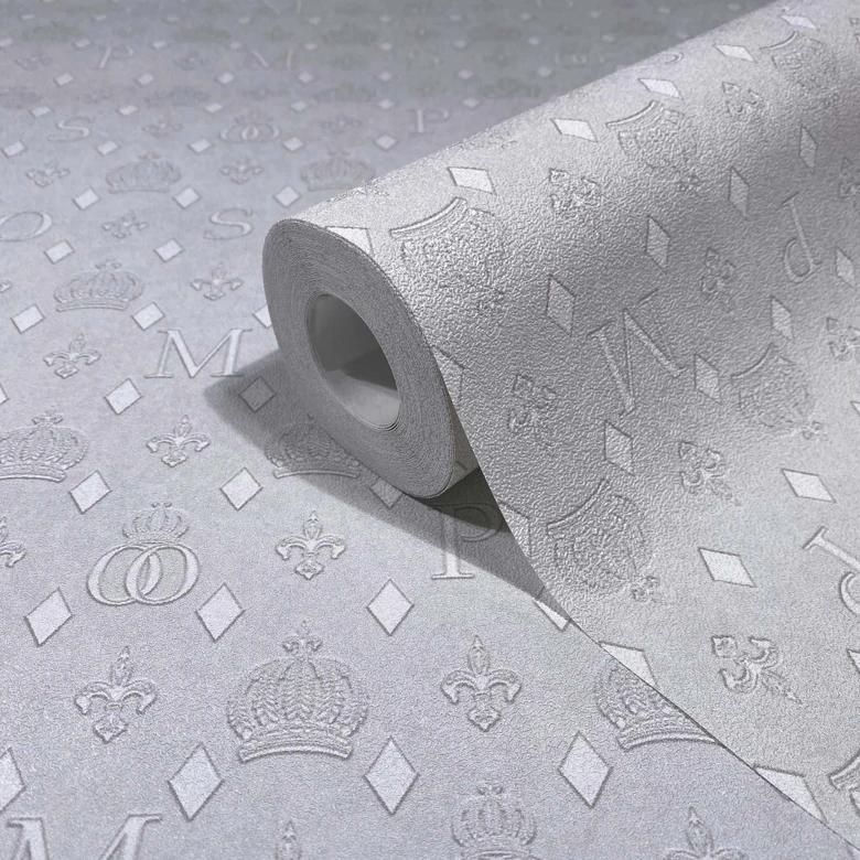 Ikke-vævet tapet kroner, diamanter grafisk designer mat i grå  