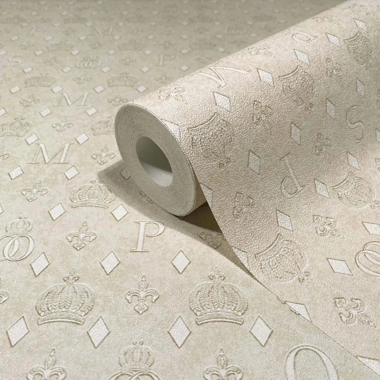 Ikke-vævet tapet kroner, romber grafisk designer mat i beige  