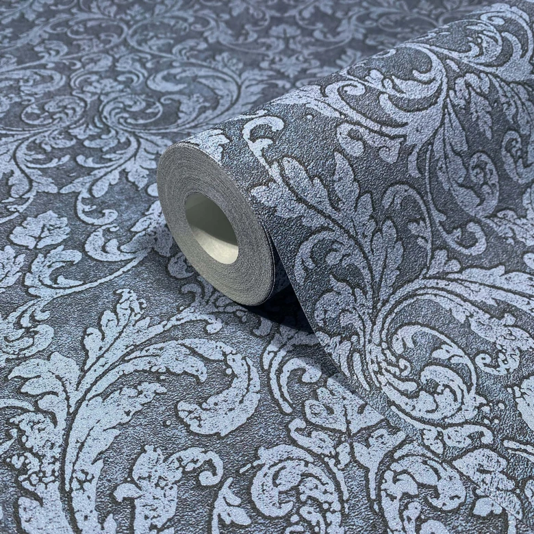 Non-woven wallpaper Ornamental Ornamental Classic matt in blue  