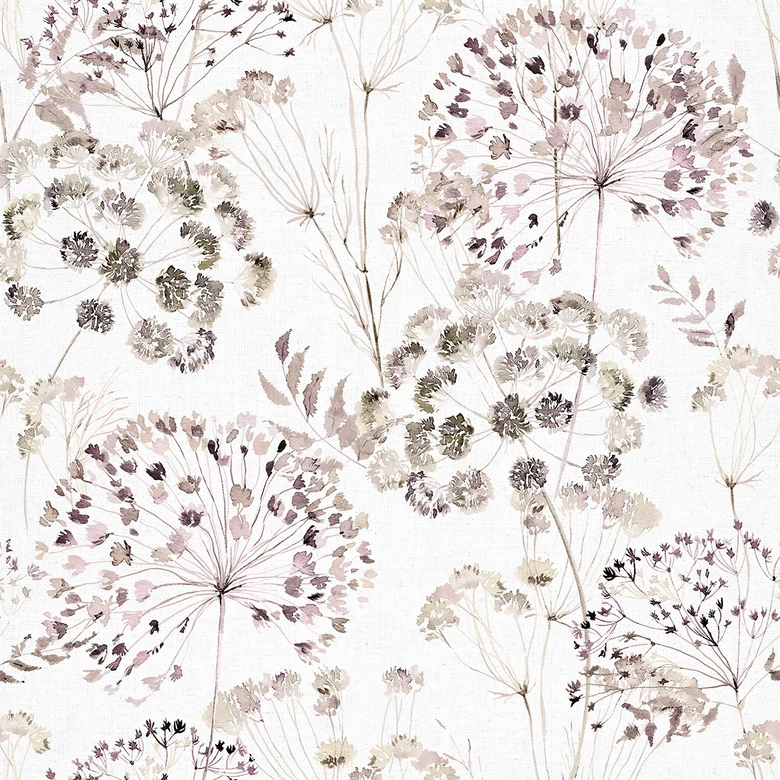 Non-woven wallpaper flowers, leaves floral nature matt in gray  
