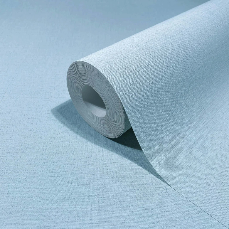 Non-woven wallpaper textured plain modern matt in blue  