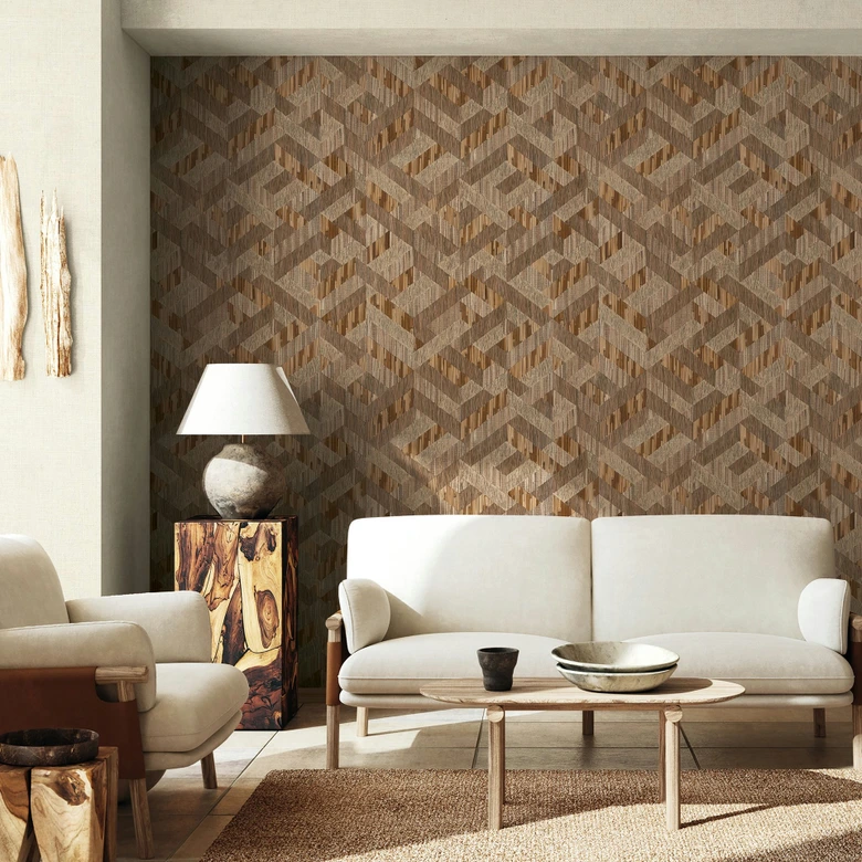 Vliestapete Textil, Struktur Uni Modern matt in Beige 