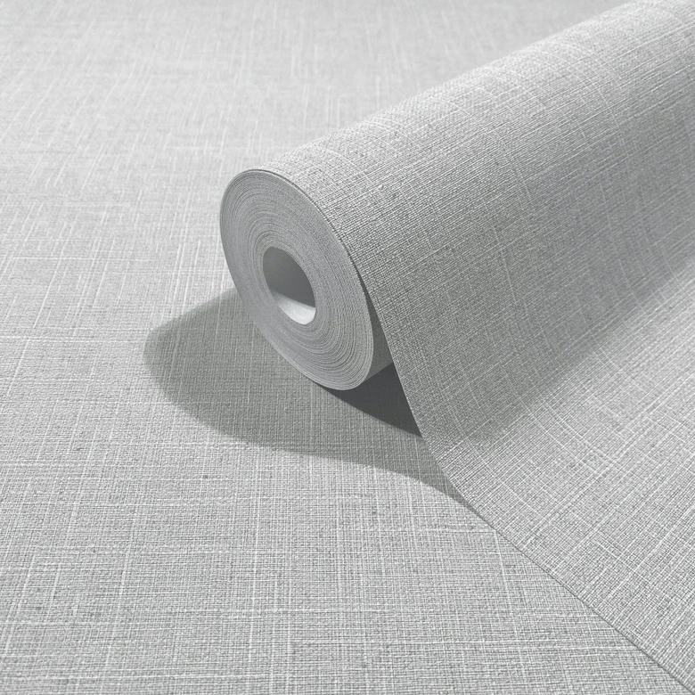 Vliestapete Textil, Struktur Uni Modern matt in Grau 